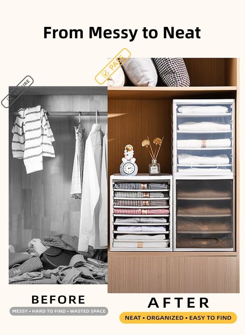 صندوق تخزين بلاستيكي قابل للتكديس لتخزين الخزانة، منظم تخزين ملابس مع باب أمامي شفاف، صندوق تخزين خزانة ملابس قابل للسحب للملابس والحقائب والأحذية، نظام تخزين خزانة موفر للمساحة - Image 3